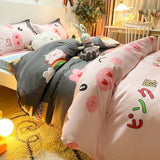 Ins Pink Flowers Bedding Set Flat Bed Sheet Duvet Cover Twin Full Queen Nordic Bed Linen Boy Girl Bedding Sets Flower Cherry