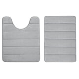 2PCS Bathroom Rug Set Non-Slip Absorbent Shower Pad Soft Memory Foam U-Shaped Toilet Carpet And Rectangle Floor Bath Mat