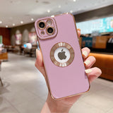 Luxury Soft Electroplated Phone Case For iPhone 11 12 13 14 Pro Max XS X XR 7 8 Plus Mini Hollow Out Silicone Cases Cover