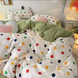 Ins Style Bedding Set Fashion Solid Color Washable Duvet Cover Pillowcases Sheet for Student Dormitory Soft Home Textile