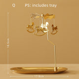 Gold Candlesticks Rotating Tray Christmas Romantic Rotation Spinning Carrousel Tea Light Candle Holder Dinner Wedding Bar Party