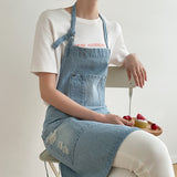 Black Blue Denim Simple Aprons Uniform Unisex Jeans Aprons Men Lady Chef Kitchen Cooking Apron Beauty Nails Cafe Uniform