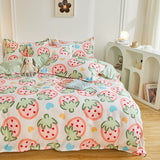 Cotton Home Textile Rose Floral Bedding Set Boy Girl Duvet Cover Flat Sheet Pillowcase Aesthetic Bedcloth Double Queen Bed Linen