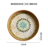 Handwoven Rattan Tray Bread Woven Storage Baskets Fruit Cake Snacks Round Picnic Basket Dinner Serving Trays Kitchen Supplies